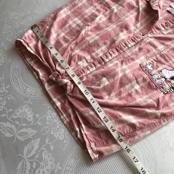 Zara Peanuts Charlie Brown Girls Size 9 Pink/White Plaid Button-Up Shirt Classic - Picture 6 of 16